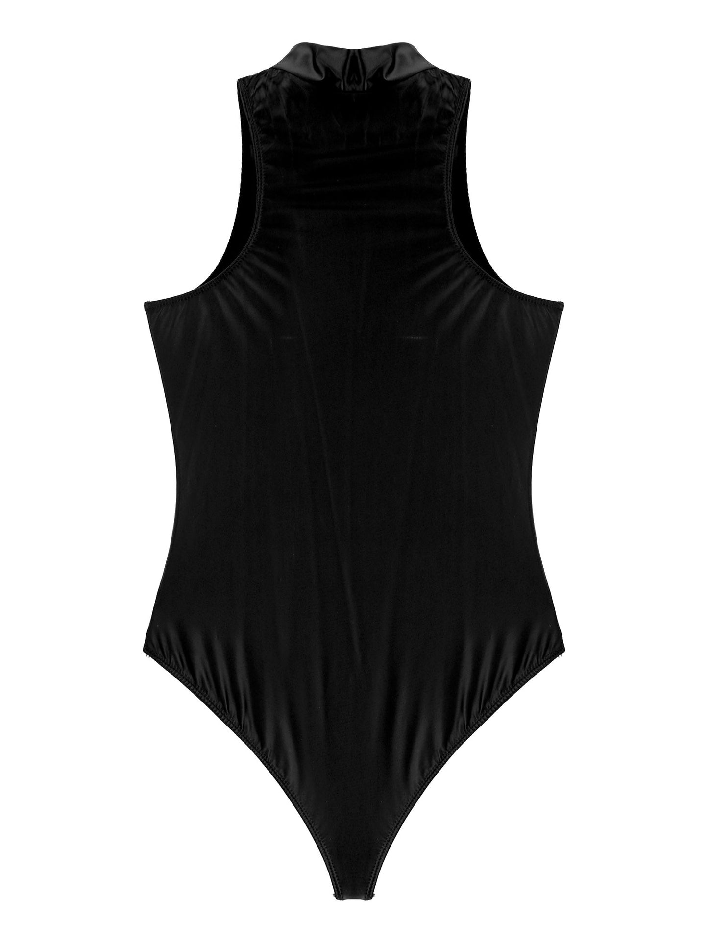 Women's Bodysuit Glossy Sleeveless Bodysuit Jumpsuit Solid Color Double Zipper Front Leotard High Cut Clubwear Nightwear The Clothing Company Sydney