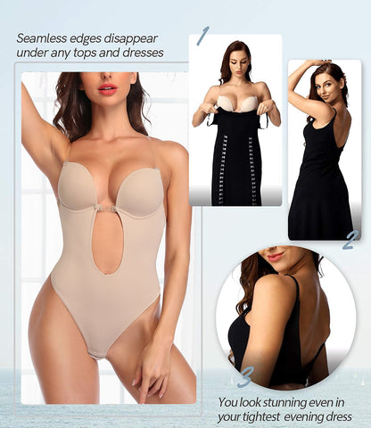 Women's Backless Shapewear Bodysuti Shaper Lace Smooth Plunge Body Briefer V-Neck Strapless Backless Bodysuit for Weddings The Clothing Company Sydney