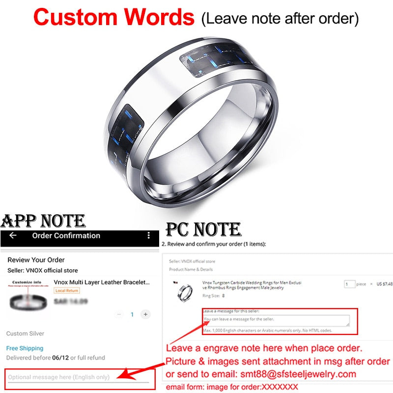 Customize Logo 8mm Men's Ring Carbon Fiber Wedding Band Personalized Simple Icon Image Gift to Husband Dad The Clothing Company Sydney