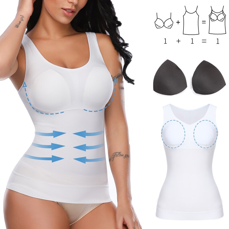 Padded Shaperwear Compression Camisole Body Shaper Woman Tummy Control Tank Tops Shapers Waist Trainer Corset Slim Vest The Clothing Company Sydney