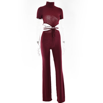 Cotton Backless Cutout Bandage Jumpsuits Flare Pants Rompers Club Party One Piece Outfits Overalls The Clothing Company Sydney