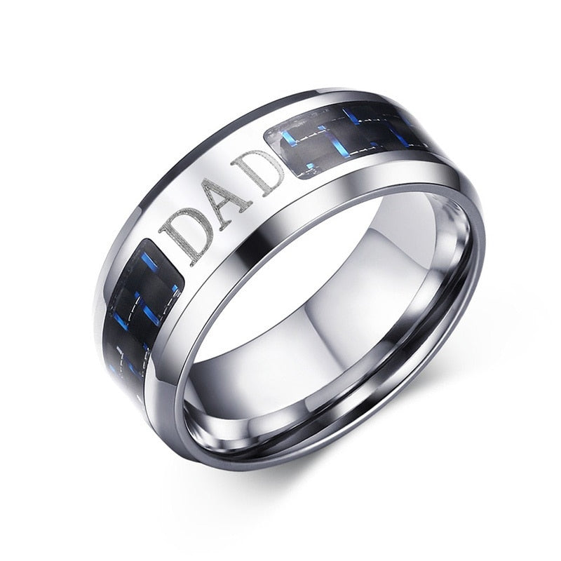 Customize Logo 8mm Men's Ring Carbon Fiber Wedding Band Personalized Simple Icon Image Gift to Husband Dad The Clothing Company Sydney