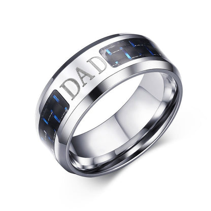 Customize Logo 8mm Men's Ring Carbon Fiber Wedding Band Personalized Simple Icon Image Gift to Husband Dad The Clothing Company Sydney