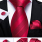 Designer Wedding Men's Tie Red  Solid Striped Paisley Neckties For Men Business Hanky Cufflinks Tie Set The Clothing Company Sydney