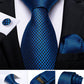 Classic 100% Silk Men's Ties 8cm Blue Plaid Dot Striped Business Necktie Handkerchief Wedding Party Tie Set The Clothing Company Sydney