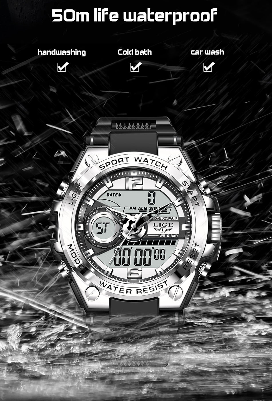 Digital Men Military Watch 50m Waterproof Wristwatch LED Quartz Clock Sport Watch Male Big Watches The Clothing Company Sydney