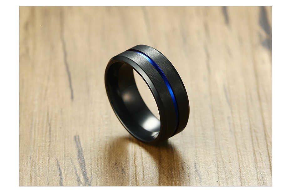 6/8mm Black Ring for Men Women Groove Rainbow Stainless Steel Wedding Bands Trendy Fraternal Rings Casual  Jewelry The Clothing Company Sydney