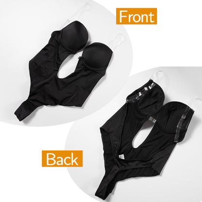 Shapewear Bodysuit Women Deep V-Neck Body Shaper Padded Bra Backless U Plunge Thong Shaper Waist Trainer Push Up Party Underwear The Clothing Company Sydney