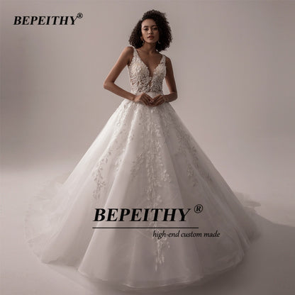 V Neck Sleeveless Wedding Dresses A Line Ivory Lace Romantic Bride Boho Bridal Gown The Clothing Company Sydney