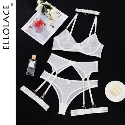 4 Piece Lingerie Underwear Bra Garters Brief Sets Transparent Lace Seamless Panties Set The Clothing Company Sydney