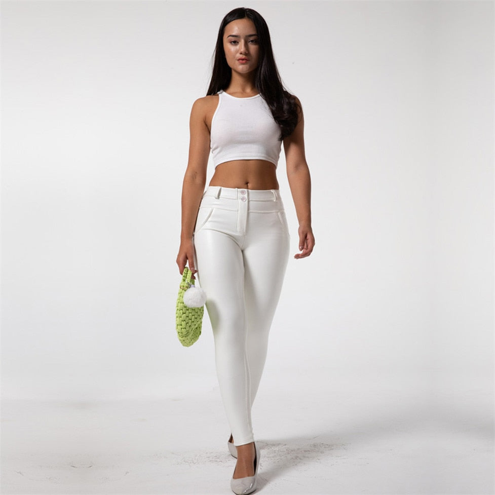 Faux Leather Leggings White Fleece Lined Jeggings Ladies Winter Women's Warm Push Up  Casual Pants The Clothing Company Sydney