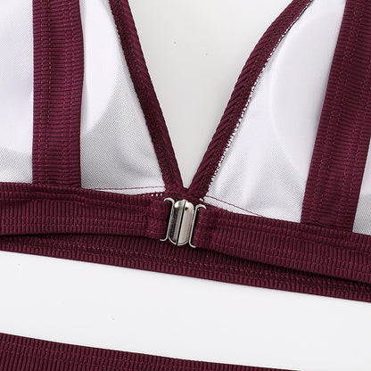 2 Piece Ribbed Bikini Women Swimsuit High Waist Swimwear V-neck Biquini Push Up Bathing Suit Women Black Bikini Set The Clothing Company Sydney