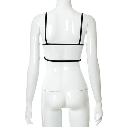 Two Piece Set Women Turtleneck Cut Out Long Sleeve Split Mini Dress+Bandage Lace Up Bra Autumn Goth Y2K Outfit The Clothing Company Sydney