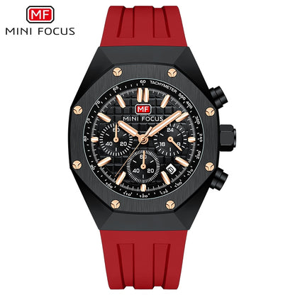 MINI FOCUS Polygon Design Alloy Quartz Wristwatch Luxury Brand Watch Men's High Quality Silicone Chronograph Sports Watch Clothing Company Sydney