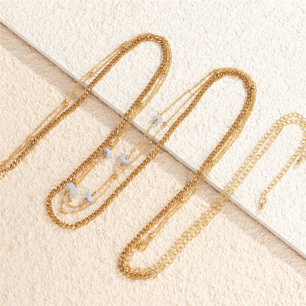 Cosysail 2Pcs/Set Simple Bead Waist Chain Punk Natural stone Thick Chain Belly Chain Beach Summer Holiday Gift The Clothing Company Sydney