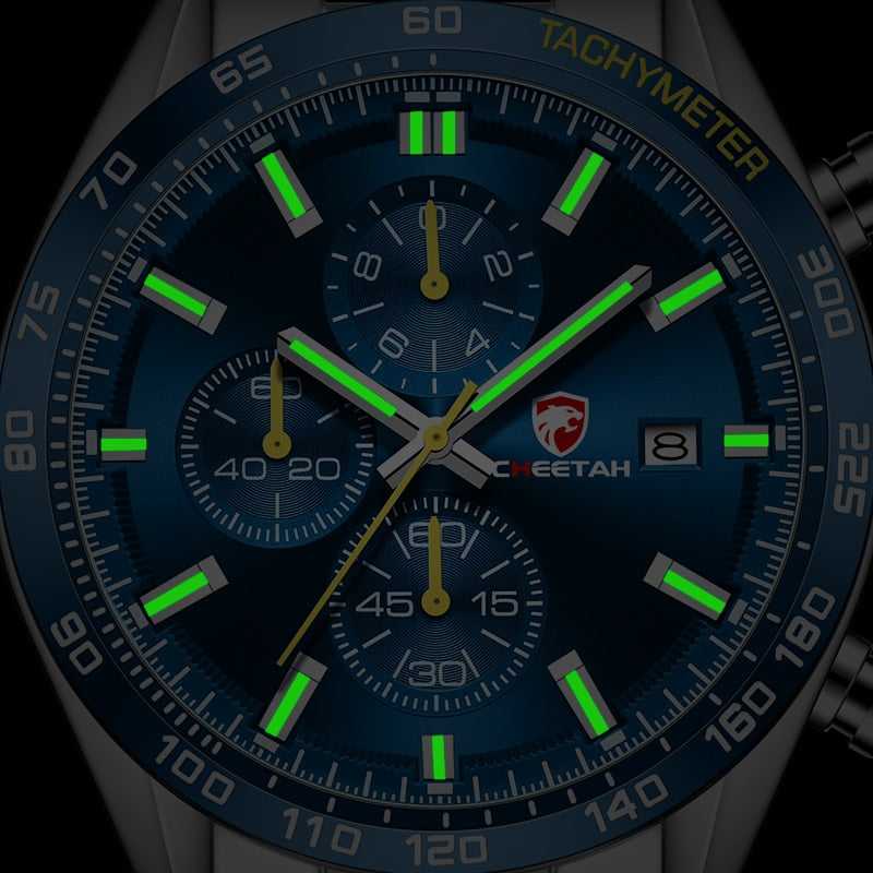 CHEETAH Men's Top Luxury Brand Stainless Steel Business Quartz Watches Chronograph Casual Sport Wrist Watches for Men The Clothing Company Sydney
