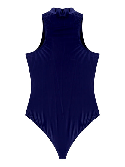 Women's Bodysuit Glossy Sleeveless Bodysuit Jumpsuit Solid Color Double Zipper Front Leotard High Cut Clubwear Nightwear The Clothing Company Sydney