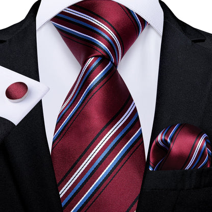 Designer Wedding Men's Tie Red  Solid Striped Paisley Neckties For Men Business Hanky Cufflinks Tie Set The Clothing Company Sydney