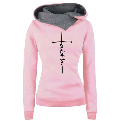 Autumn Winter Hoodies Sweatshirts Faith Embroidered Sweatshirt Long Sleeve Pullovers Casual Warm Hooded Top The Clothing Company Sydney