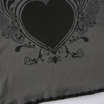 Grunge Retro Fashion Heart Printed Autumn T-shirts for Women Crop Top Dark Academia Gothic Clothes Aesthetic T shirt The Clothing Company Sydney