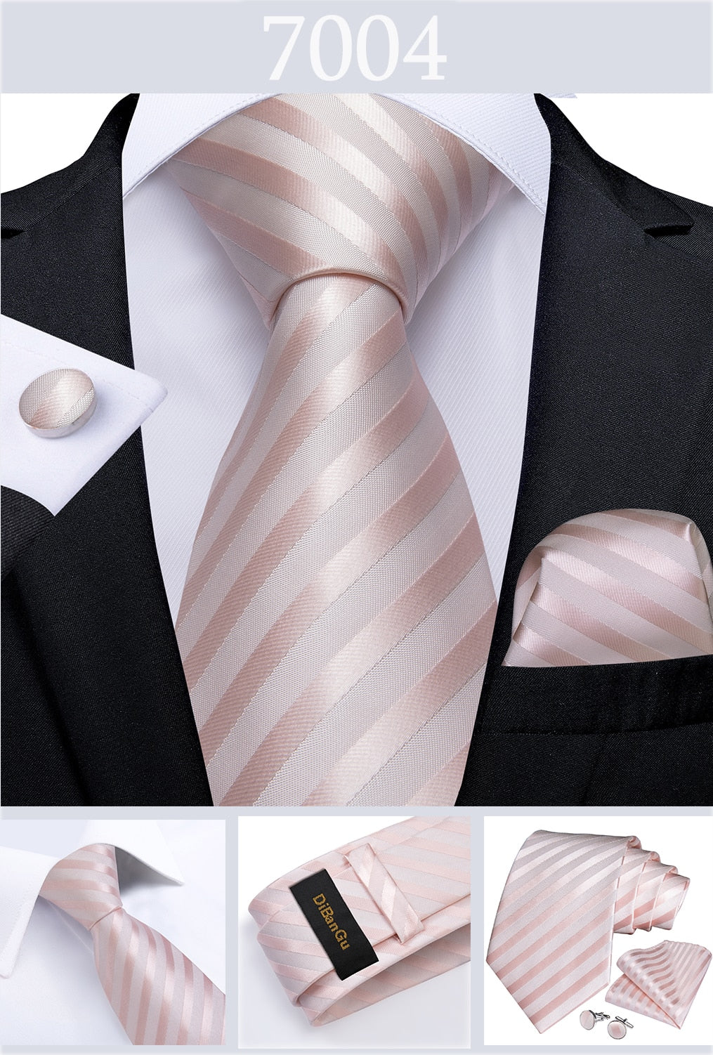 3 Piece Designer Men's Wedding Tie Gold Black Striped Silk Neck Ties For Men Hanky Cufflinks Set Business Party Wear The Clothing Company Sydney