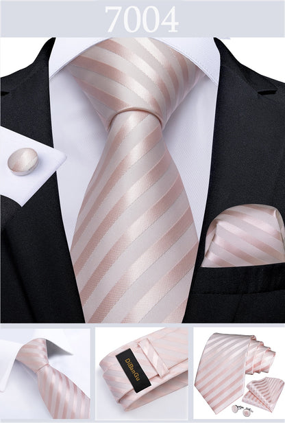 3 Piece Designer Men's Wedding Tie Gold Black Striped Silk Neck Ties For Men Hanky Cufflinks Set Business Party Wear The Clothing Company Sydney