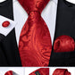 Designer Wedding Men's Tie Red  Solid Striped Paisley Neckties For Men Business Hanky Cufflinks Tie Set The Clothing Company Sydney