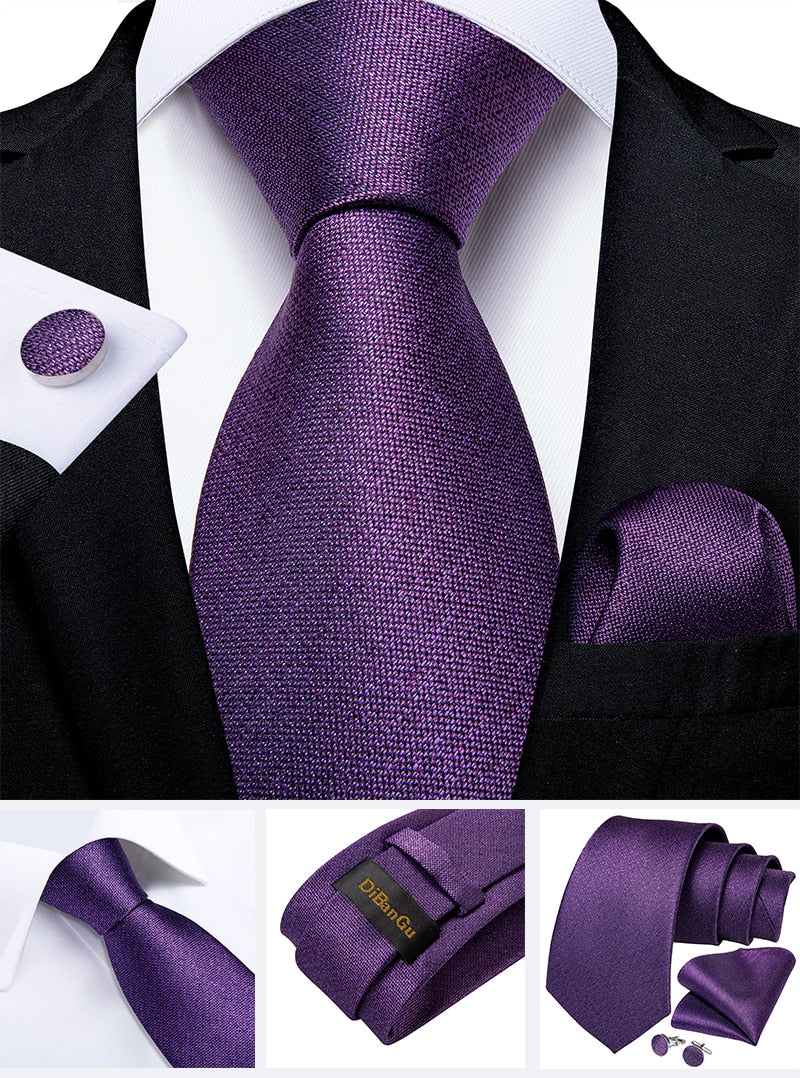 Men Purple Floral Paisley Necktie Business Formal 100% Silk Tie Pocket Square Set For Wedding Party The Clothing Company Sydney