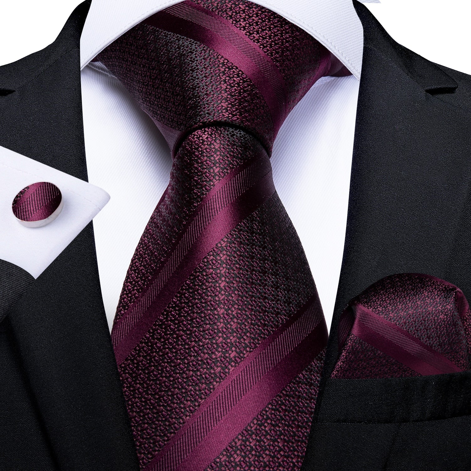 Designer Wedding Men's Tie Red  Solid Striped Paisley Neckties For Men Business Hanky Cufflinks Tie Set The Clothing Company Sydney