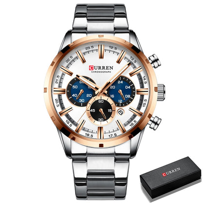 Men's Watch Luxury Sports Quartz Mens Watches Full Steel Waterproof Chronograph Wristwatch The Clothing Company Sydney