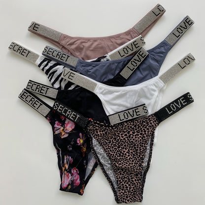 Ice Silk Seamless Panties G String Sexy Rhinestone Leopard Underwear Low Waist Fitness Lingerie T Thongs The Clothing Company Sydney