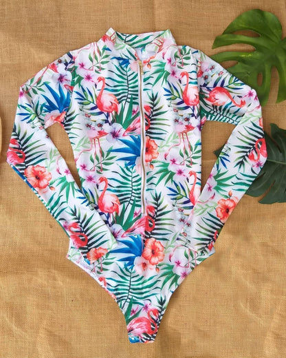 One Piece Swimsuit Rashguard Long Sleeve Surf Swimwear Print Bathing Beach Wear Swimming Suit Monokini Clothing Company Sydney