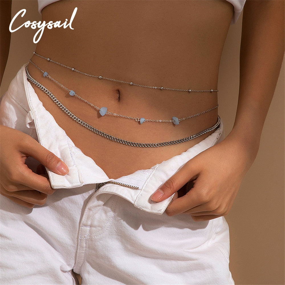 Cosysail 2Pcs/Set Simple Bead Waist Chain Punk Natural stone Thick Chain Belly Chain Beach Summer Holiday Gift The Clothing Company Sydney