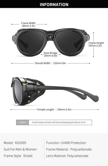 Luxury Steampunk Pilot Sunglasses Men and Women Shield Glasses UV400 Protection The Clothing Company Sydney