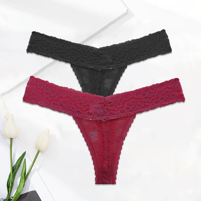 2 Pack Lace G-string Thong Panties Floral Underwear Transparent Underpants Lingerie Briefs The Clothing Company Sydney