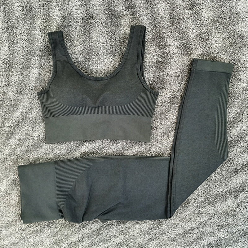 Seamless Yoga Set Women Dry Fit Two 2 Piece Tight Crop top Bra Legging Sportsuit Workout Outfit Fitness Wear Gym Set The Clothing Company Sydney