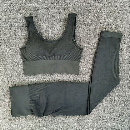 Seamless Yoga Set Women Dry Fit Two 2 Piece Tight Crop top Bra Legging Sportsuit Workout Outfit Fitness Wear Gym Set The Clothing Company Sydney