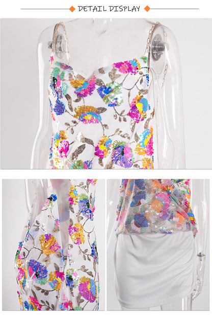 Sequin Backless Slip Mini Chain Straps Short Tulle Cocktail Summer Party Night Lush Prom Dress The Clothing Company Sydney