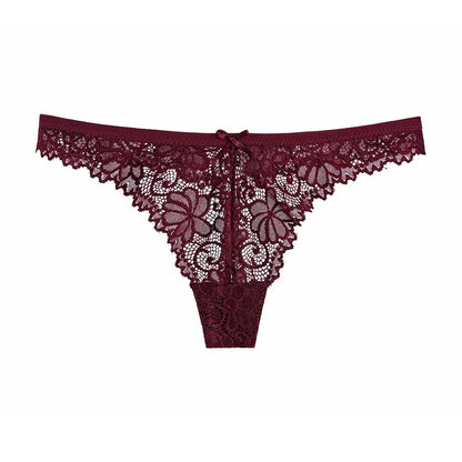 Lace Embroidery Underwear Lingerie T-back Thong Sheer Panties Hollow out Transparent Knickers The Clothing Company Sydney