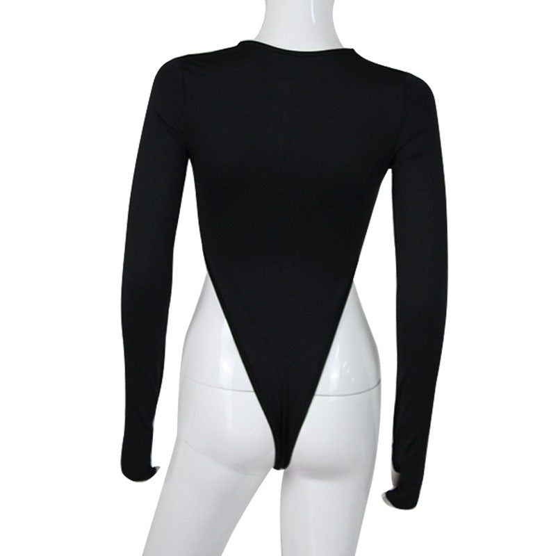 Spring Summer Jumpsuits Fashion Solid Zipper Long Sleeve Sheath Skinny Rompers Bodysuits The Clothing Company Sydney