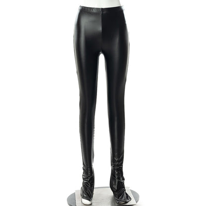 Ladies PU Leather Cut Out Pencil Pants Skinny Trousers Streetwear Bottom Punk Pants Split Fashion Party Pants The Clothing Company Sydney