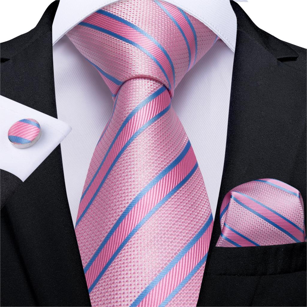 3 Piece Designer Men's Wedding Tie Gold Black Striped Silk Neck Ties For Men Hanky Cufflinks Set Business Party Wear The Clothing Company Sydney