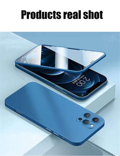 2 Piece Front Tempered Glass + Matte Back Cover For iPhone 12 13 Mini 11 Pro XS Max X XR 360 Full Protection Ultra Thin Shockproof Case The Clothing Company Sydney