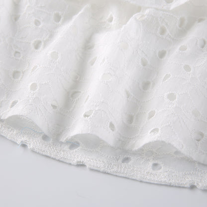 Hook Flower Mini Deep V Neck Vintage Puff Sleeve Short Summer Dress Boho Beach Sundress The Clothing Company Sydney