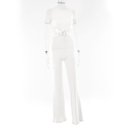 Cotton Backless Cutout Bandage Jumpsuits Flare Pants Rompers Club Party One Piece Outfits Overalls The Clothing Company Sydney