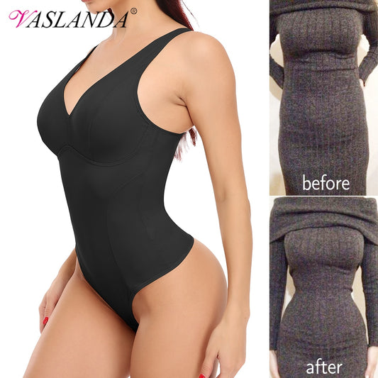 Shapewear Bodysuit Thong Shaper for Women Waist Trainer Body Shaper Deep V Neck Underwear Built-in Bra Camisole The Clothing Company Sydney