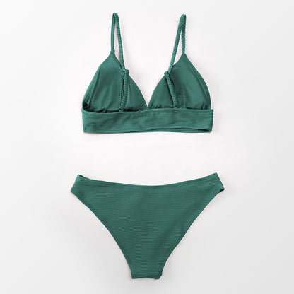 Army Green Solid Bikini Set Triangle Two Piece Swimwear Plain Beach Bathing Suit Swimsuits The Clothing Company Sydney