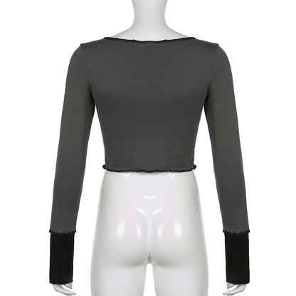 Grunge Retro Fashion Heart Printed Autumn T-shirts for Women Crop Top Dark Academia Gothic Clothes Aesthetic T shirt The Clothing Company Sydney