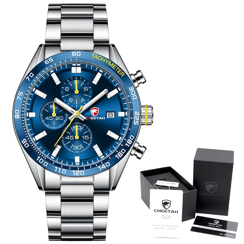 CHEETAH Men's Top Luxury Brand Stainless Steel Business Quartz Watches Chronograph Casual Sport Wrist Watches for Men The Clothing Company Sydney