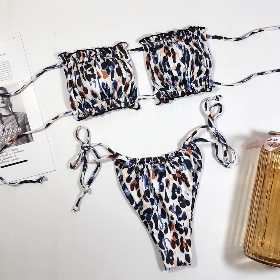 2 Piece Pleated Bandeau Swimsuit Swimwear Mini Thong Bikini Set Bather Swimming Beachwear The Clothing Company Sydney